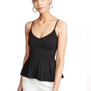 Susana Monaco Casey Peplum Pleated Black Cami Tank M